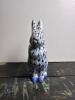 Porcelain Rabbit Figurine in Blue Fishnet Pattern - 3
