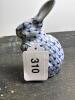 Porcelain Rabbit Figurine in Blue Fishnet Pattern - 5