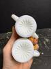 Milk Glass Sugar Bowl, Creamer, and Grape Motif Compote - 4