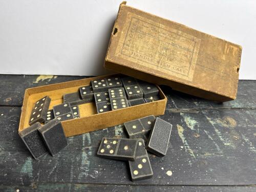 Vintage Dominoes Set With Ornate Backs