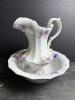 Victorian-Style Stone China Pitcher and Basin Set, Lily Pattern