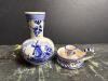 Delft Blue Handpainted Vase and Chamberstick, Holland
