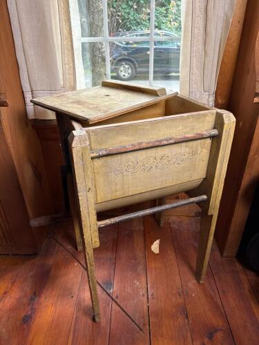 Antique Hand-Crank Painted Butter Churn with Stenciled Decoration
