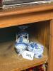 Chinese Blue and White Porcelain Trinket Box, Cup, and Candleholder - 6