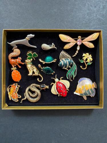 Vintage Animal and Insect Figural Costume Brooches Assortment