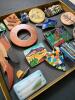 Hand-Painted Ceramic Brooch with Building Scene