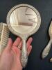 Silver Plated Vanity Brush, Comb, Mirror, and Grooming Set - 4