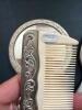 Silver Plated Vanity Brush, Comb, Mirror, and Grooming Set - 6