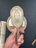 Silver Plated Vanity Brush, Comb, Mirror, and Grooming Set - 8