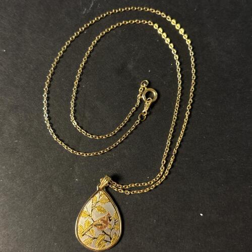 Reed & Barton Damascene Cardinal Pendant Necklace