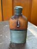 Antique Leather-Covered Hip Flask with Metal Cap