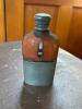 Antique Leather-Covered Hip Flask with Metal Cap - 2