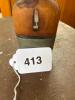 Antique Leather-Covered Hip Flask with Metal Cap - 6
