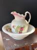Victorian-Style Floral Wash Basin and Pitcher Set
