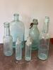 Antique Embossed Aqua Glass Bottles
