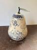 Decorative Stoneware Pear with Metal Leaf Finial
