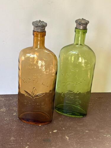Royall Spyce and Royall Lyme Glass Bottles with Crown Caps