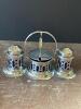 Silverplate and Blue Glass Condiment Set