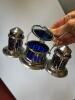 Silverplate and Blue Glass Condiment Set - 2