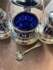 Silverplate and Blue Glass Condiment Set - 5