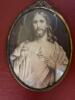 Oval Sacred Heart Religious Print in Brass Frame