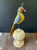 Hand-Painted Folk Art Bird Sculpture on Pedestal Base - 3