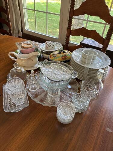 Assorted Glass and Ceramic Tableware in Mixed Styles