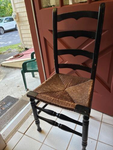 Ladder Back Chair with Rush Seat, Country-Style