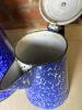 Enamelware Coffee Pots in Blue Graniteware - 3