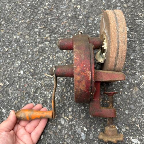 Vintage Craftsman Hand-Crank Bench Grinder