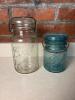 Ball Ideal Clear and Blue Glass Canning Jars with Wire Bails