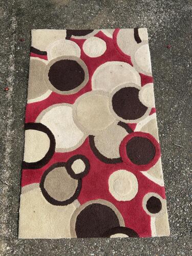 45x27 Contemporary Multicolor Area Rug With Geometric Pattern