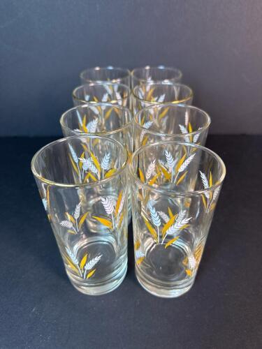 Vintage Wheat Motif Drinking Glasses