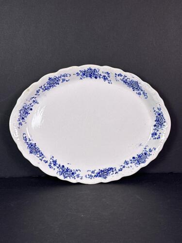 Buffalo Pottery La Francero Semi-Vitreous Blue Floral Platter