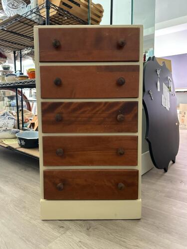 Wooden Chest of Drawers Cream and Brown Mid-Century Style