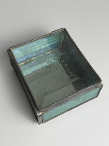 Stained Glass and Mirrored Trinket Box with Etched Lighthouse Lid