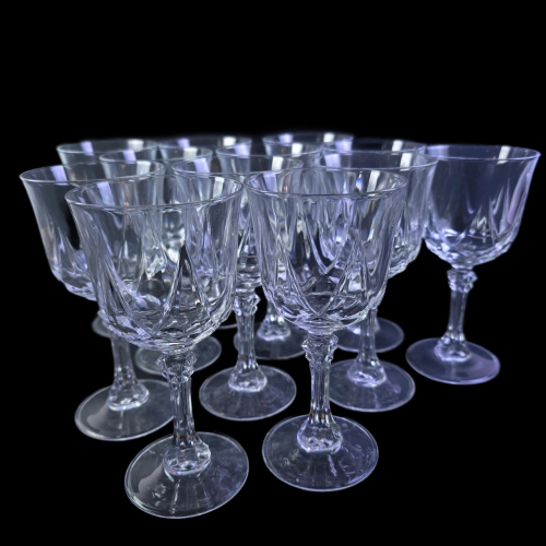 Set of 13 Cut Crystal Wine Glasses, 5.5 Tall, Starburst Pattern, One ...