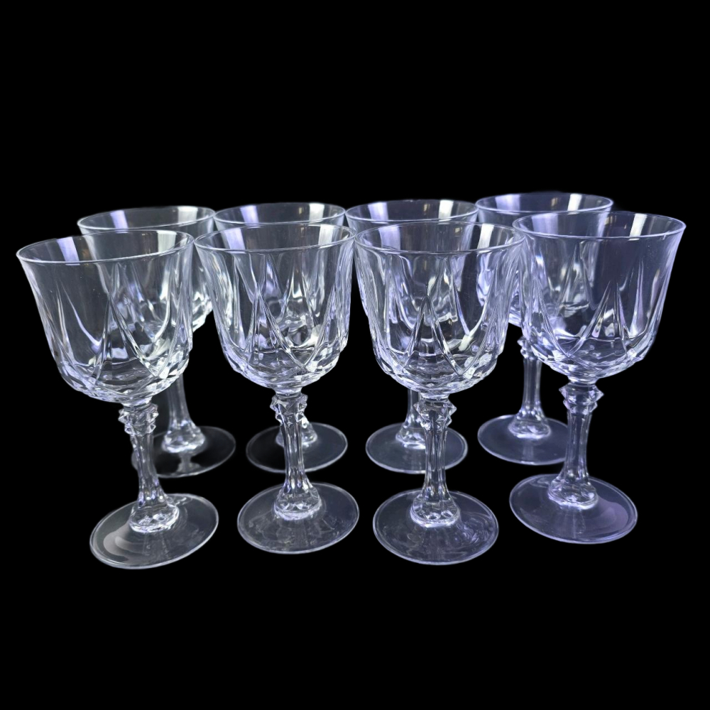 Set of 13 Cut Crystal Wine Glasses, 5.5 Tall, Starburst Pattern, One ...