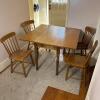 Small Rustic Drop-Leaf Wooden Table & Chairs - 2