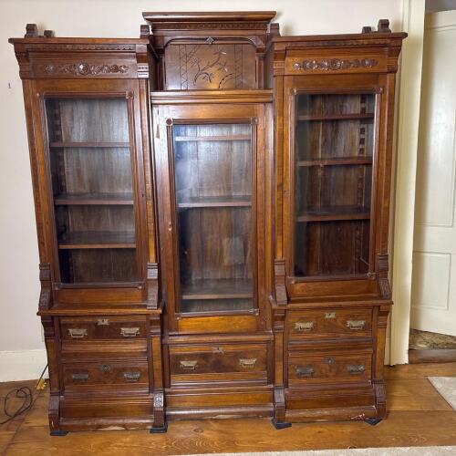 Eastlake Ornate Carved Wooden Cabinet