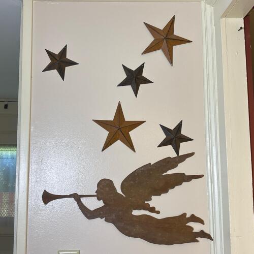 Rustic Metal Wall Decor of Angel & Stars