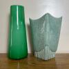 Green Glass Vase and Stanford Pottery Vase