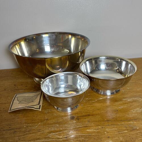 Three Vintage Gorham Silver Plated Footed Bowls