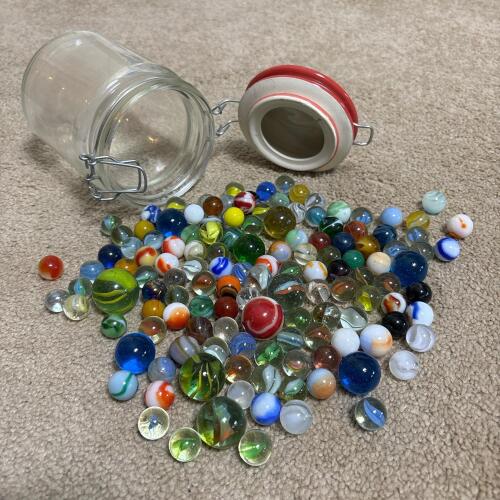 Jar of Vintage Glass Marbles
