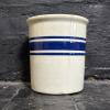 Stoneware Crock With Blue Stripe Band