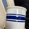 Stoneware Crock With Blue Stripe Band - 5