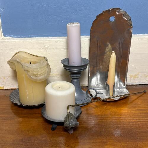 Assorted Metal Candle Holders & Snuffer
