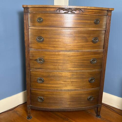 Vintage Bow Front Highboy Chest of Drawers