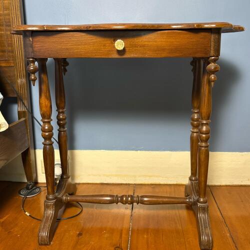 Vintage Wood Side Table With Drawer