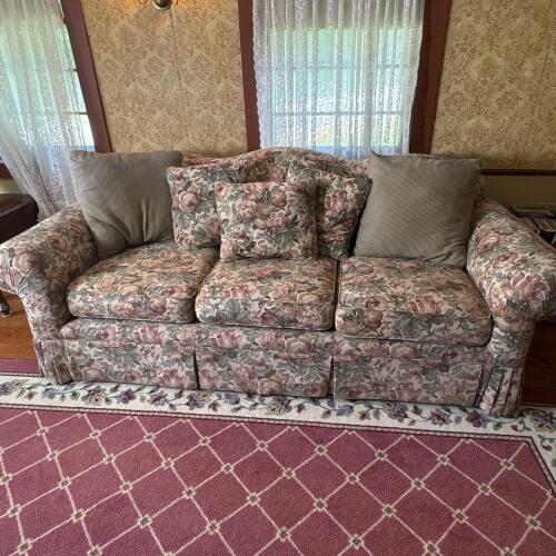 Hickory Hill Floral Upholstered Sofa with Throw Pillows